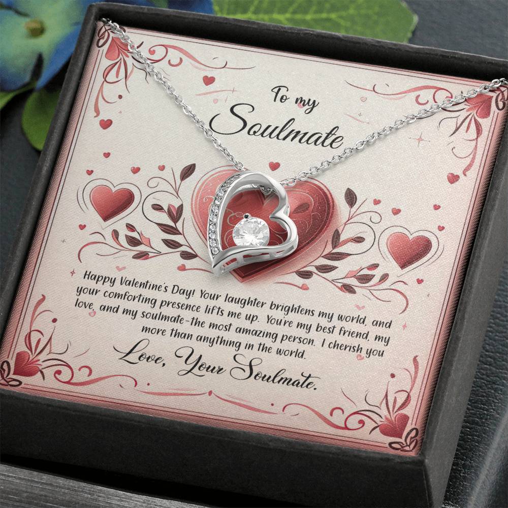 Valentine-st12b Forever Love Necklace, Gift to My Soulmate with Beautiful Message Card