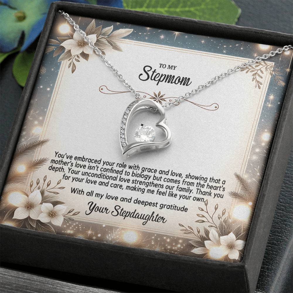 4055(c) Forever Love Necklace, Gift to my Stepmom with Beautiful Message Card