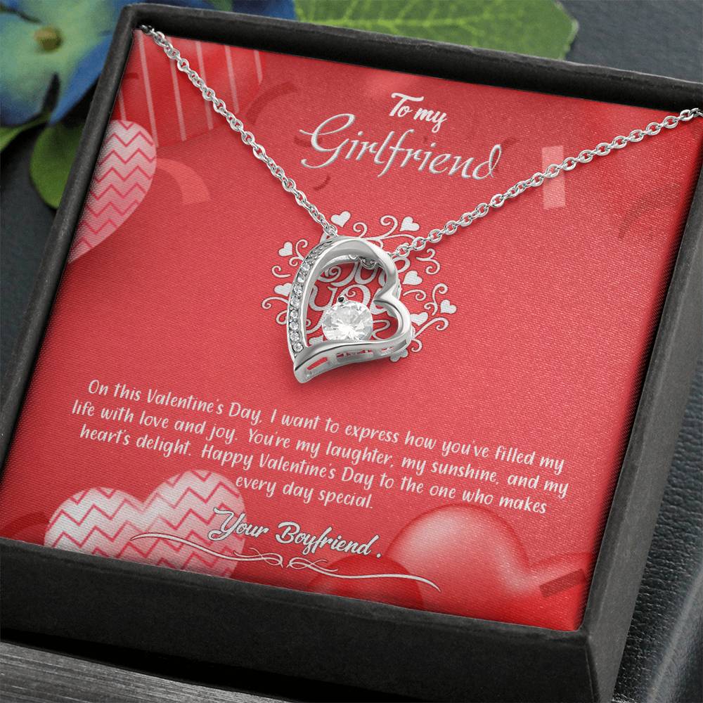 valentine-4c Forever Love Necklace, Gift to my Girlfriend with Beautiful Message Card