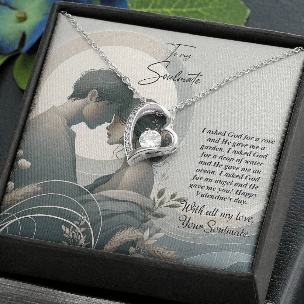 Valentine-st22b Forever Love Necklace, Gift to My Soulmate with Beautiful Message Card