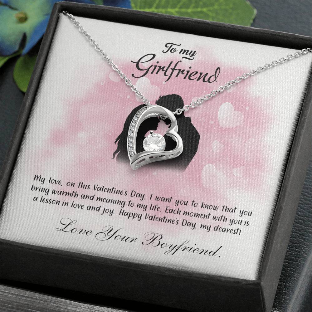 valentine-5c Forever Love Necklace, Gift to my Girlfriend with Beautiful Message Card