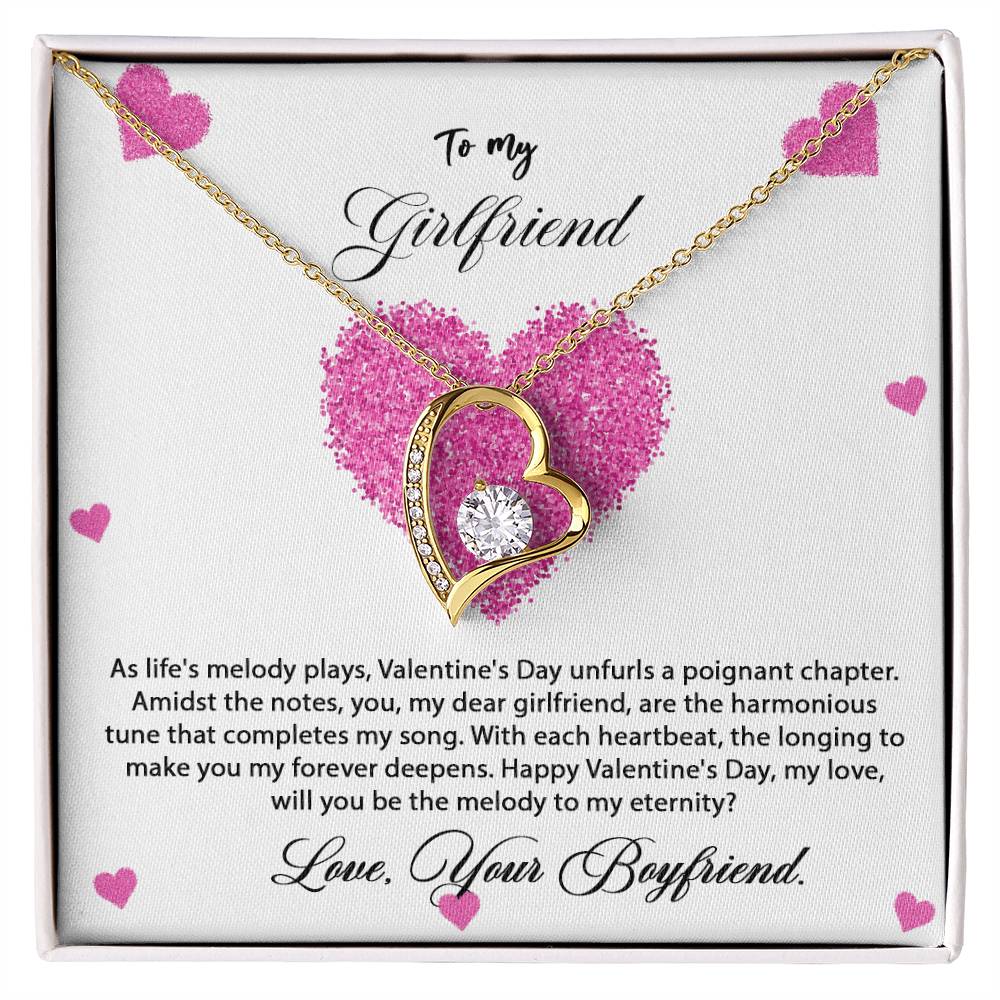 valentine-8c Forever Love Necklace, Gift to my Girlfriend with Beautiful Message Card