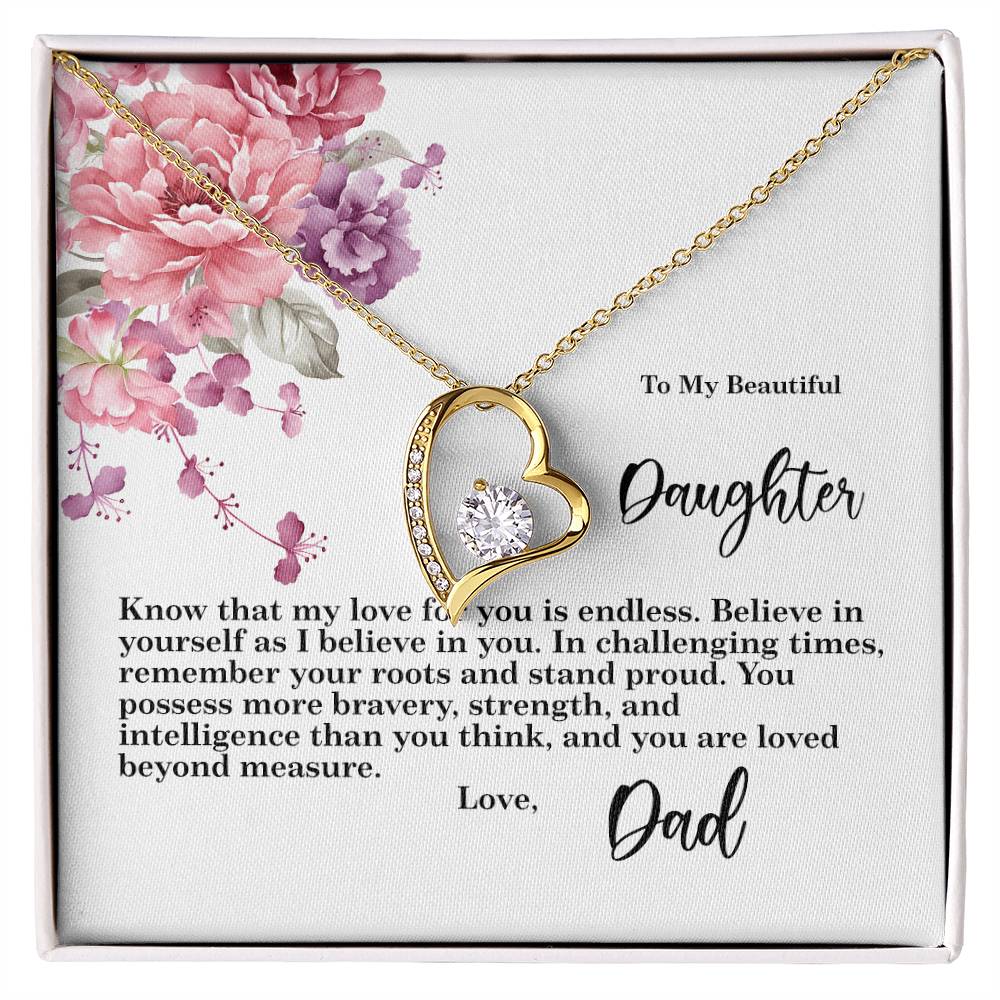 4027b Forever Love Necklace, Gift to my Daughter with Beautiful Message Card