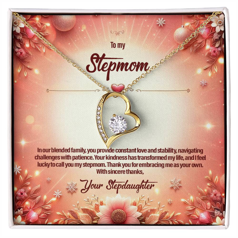 4051b Forever Love Necklace, Gift to my Stepmom with Beautiful Message Card