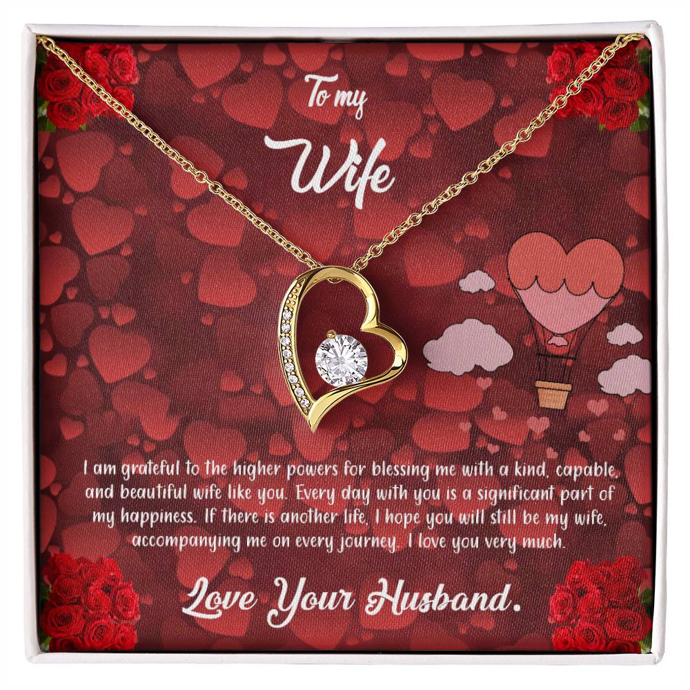 valentine-27a Forever Love Necklace, Gift to my Wife with Beautiful Message Card