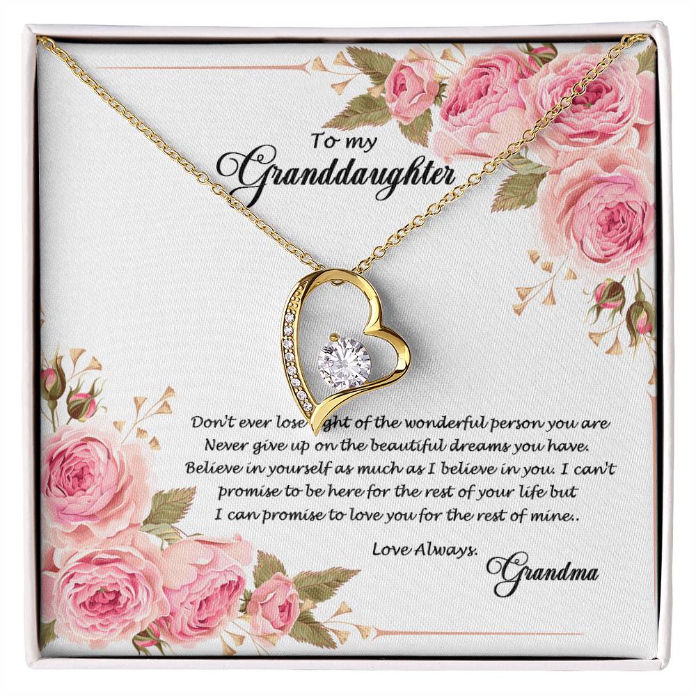 4034 (a) Forever Love Necklace, Gift to my Granddaughter with Beautiful Message Card