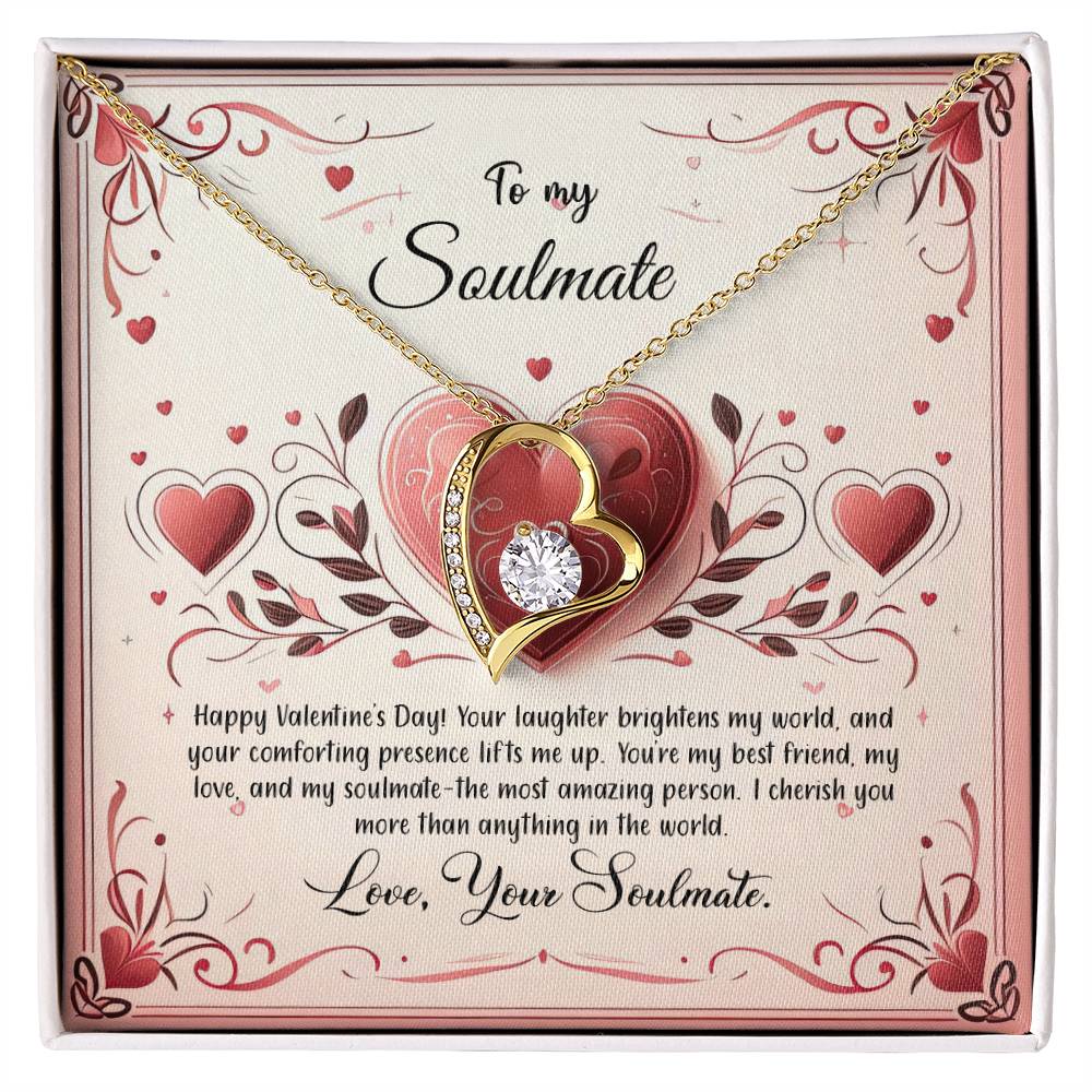 Valentine-st12b Forever Love Necklace, Gift to My Soulmate with Beautiful Message Card