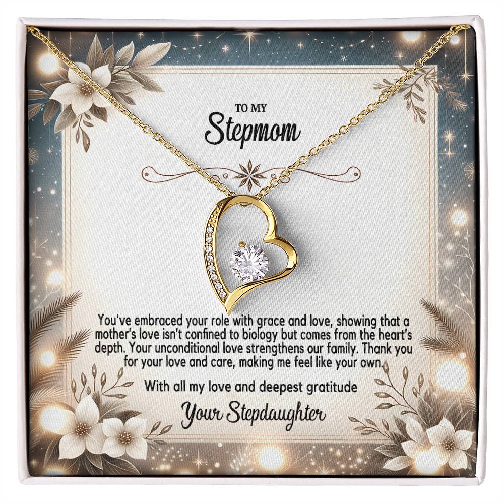 4055(c) Forever Love Necklace, Gift to my Stepmom with Beautiful Message Card