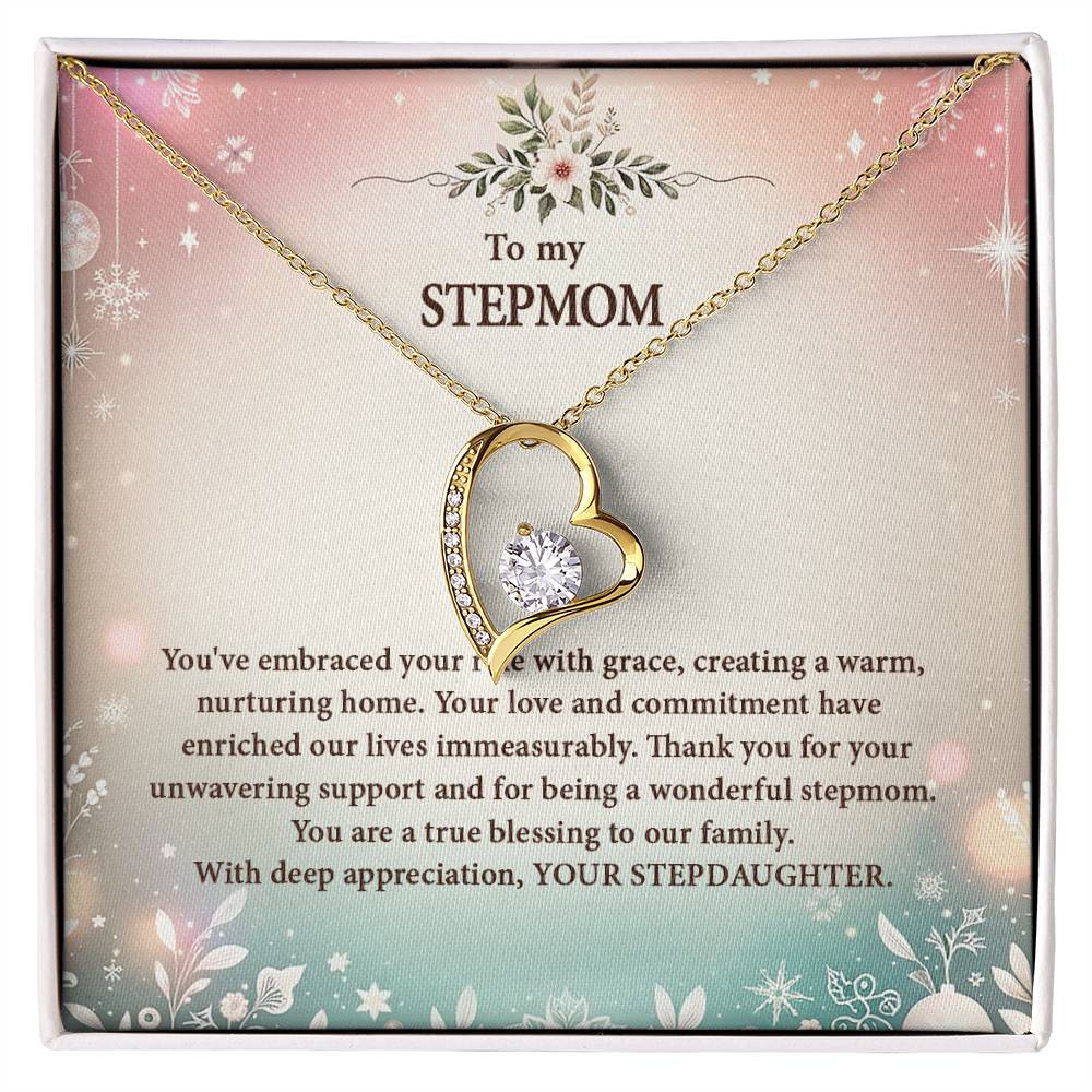 4057k Forever Love Necklace, Gift to my Stepmom with Beautiful Message Card