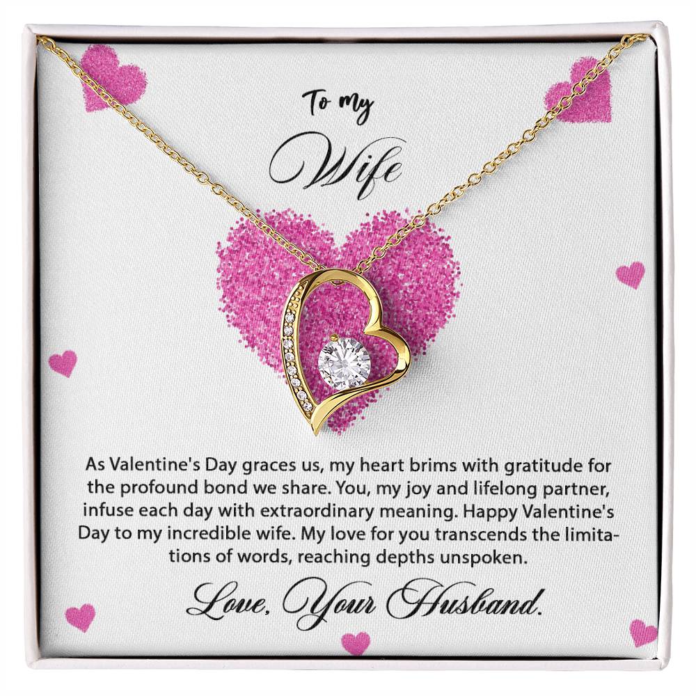 valentine-8a Forever Love Necklace, Gift to my Wife with Beautiful Message Card