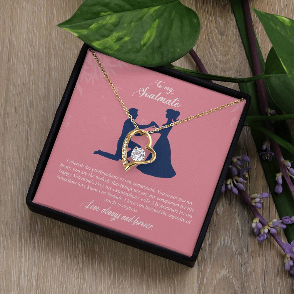 valentine-2b Forever Love Necklace, Gift to My Soulmate with Beautiful Message Card