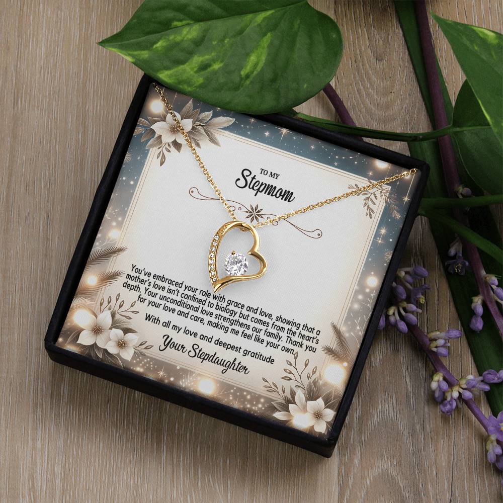 4055(c) Forever Love Necklace, Gift to my Stepmom with Beautiful Message Card