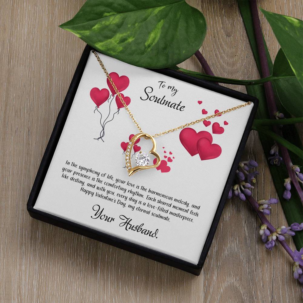 valentine-11b Forever Love Necklace, Gift to My Soulmate with Beautiful Message Card