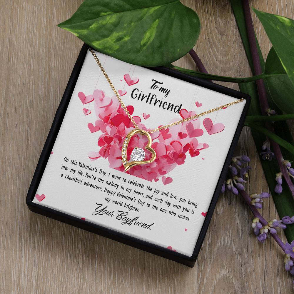 valentine-26c Forever Love Necklace, Gift to my Girlfriend with Beautiful Message Card