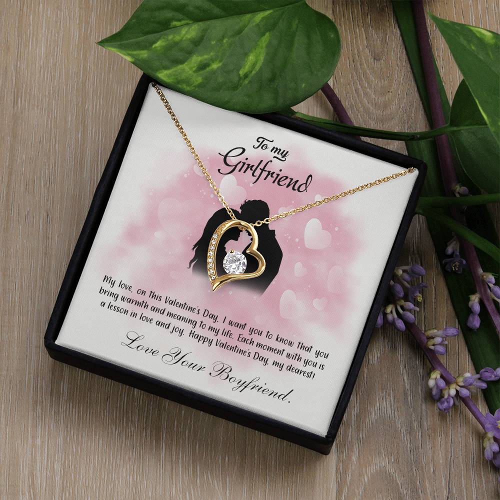 valentine-5c Forever Love Necklace, Gift to my Girlfriend with Beautiful Message Card