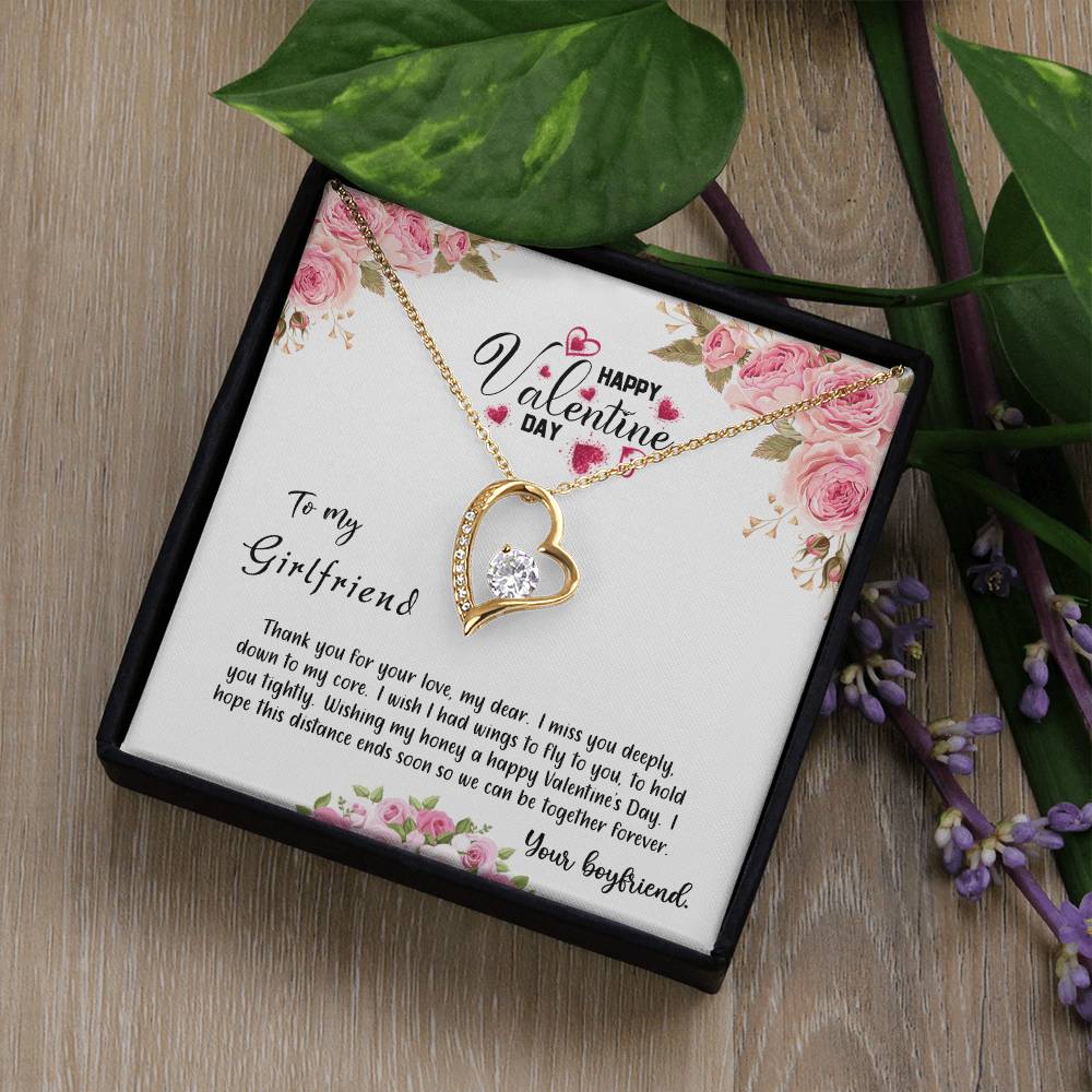 valentine-31c Forever Love Necklace, Gift to my Girlfriend with Beautiful Message Card