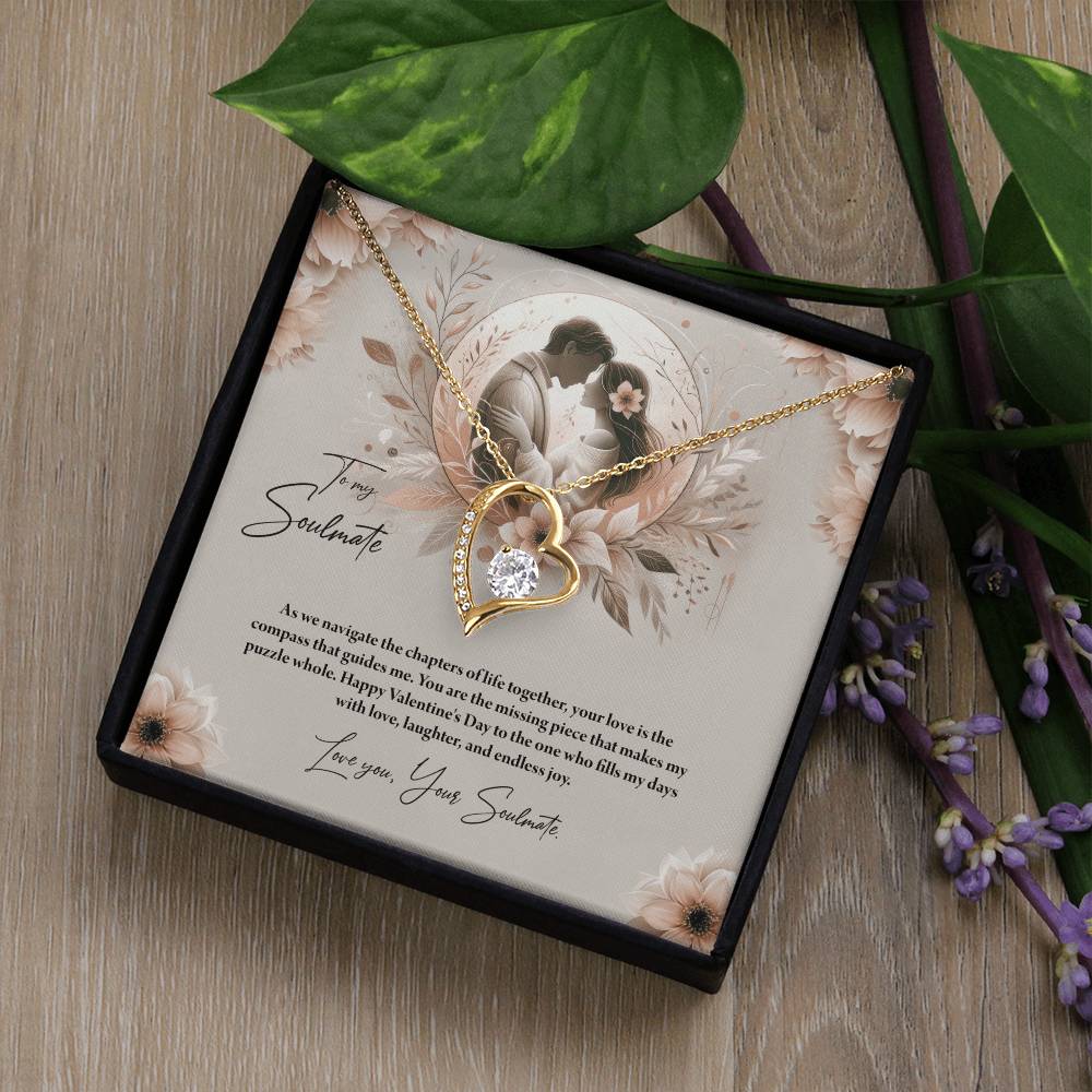 Valentine-st27b Forever Love Necklace, Gift to My Soulmate with Beautiful Message Card