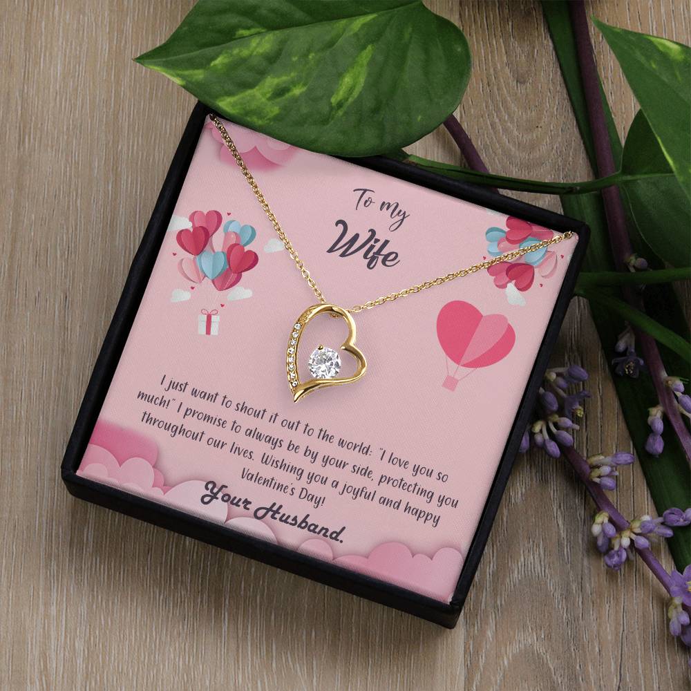 valentine-28a Forever Love Necklace, Gift to my Wife with Beautiful Message Card