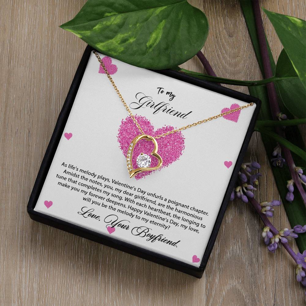 valentine-8c Forever Love Necklace, Gift to my Girlfriend with Beautiful Message Card