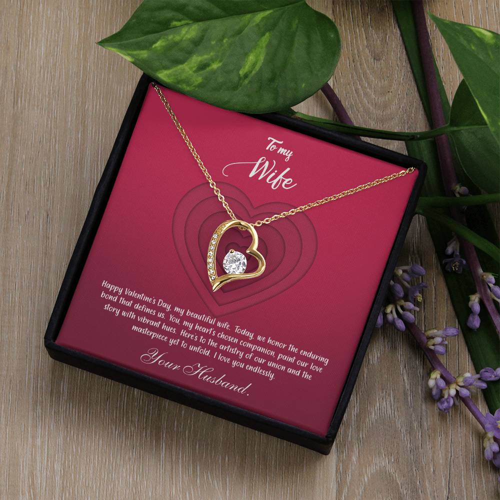 valentine-9a Forever Love Necklace, Gift to my Wife with Beautiful Message Card