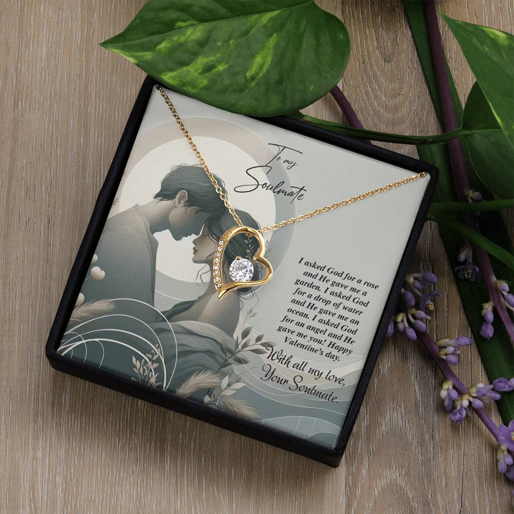 Valentine-st22b Forever Love Necklace, Gift to My Soulmate with Beautiful Message Card