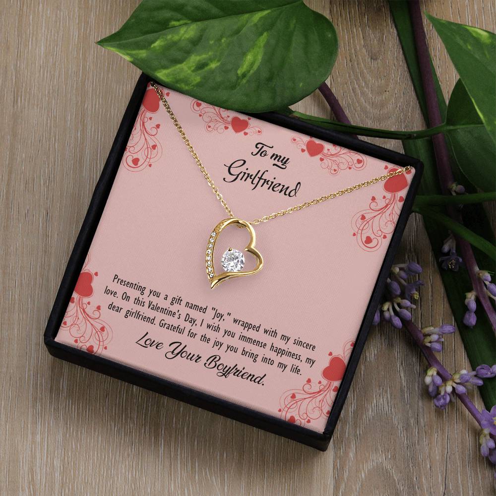 valentine-29c Forever Love Necklace, Gift to my Girlfriend with Beautiful Message Card