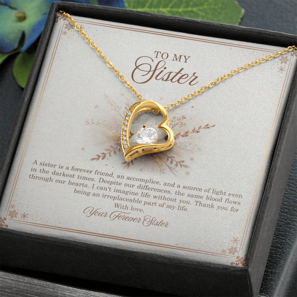 95318b Forever Love Necklace, Gift to my Sister with Beautiful Message Card