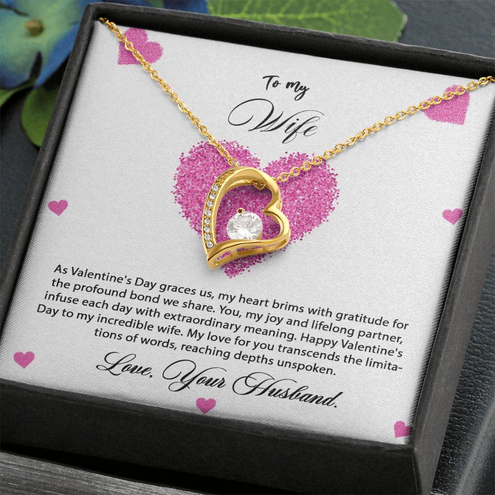 valentine-8a Forever Love Necklace, Gift to my Wife with Beautiful Message Card