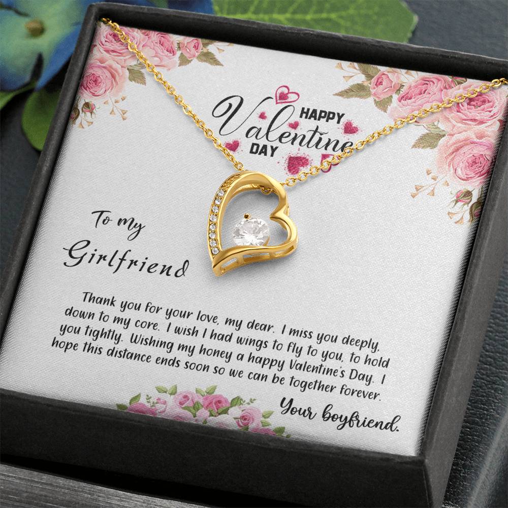 valentine-31c Forever Love Necklace, Gift to my Girlfriend with Beautiful Message Card