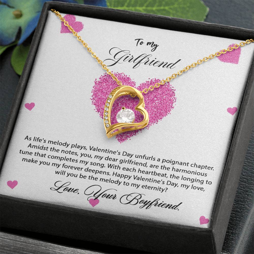 valentine-8c Forever Love Necklace, Gift to my Girlfriend with Beautiful Message Card