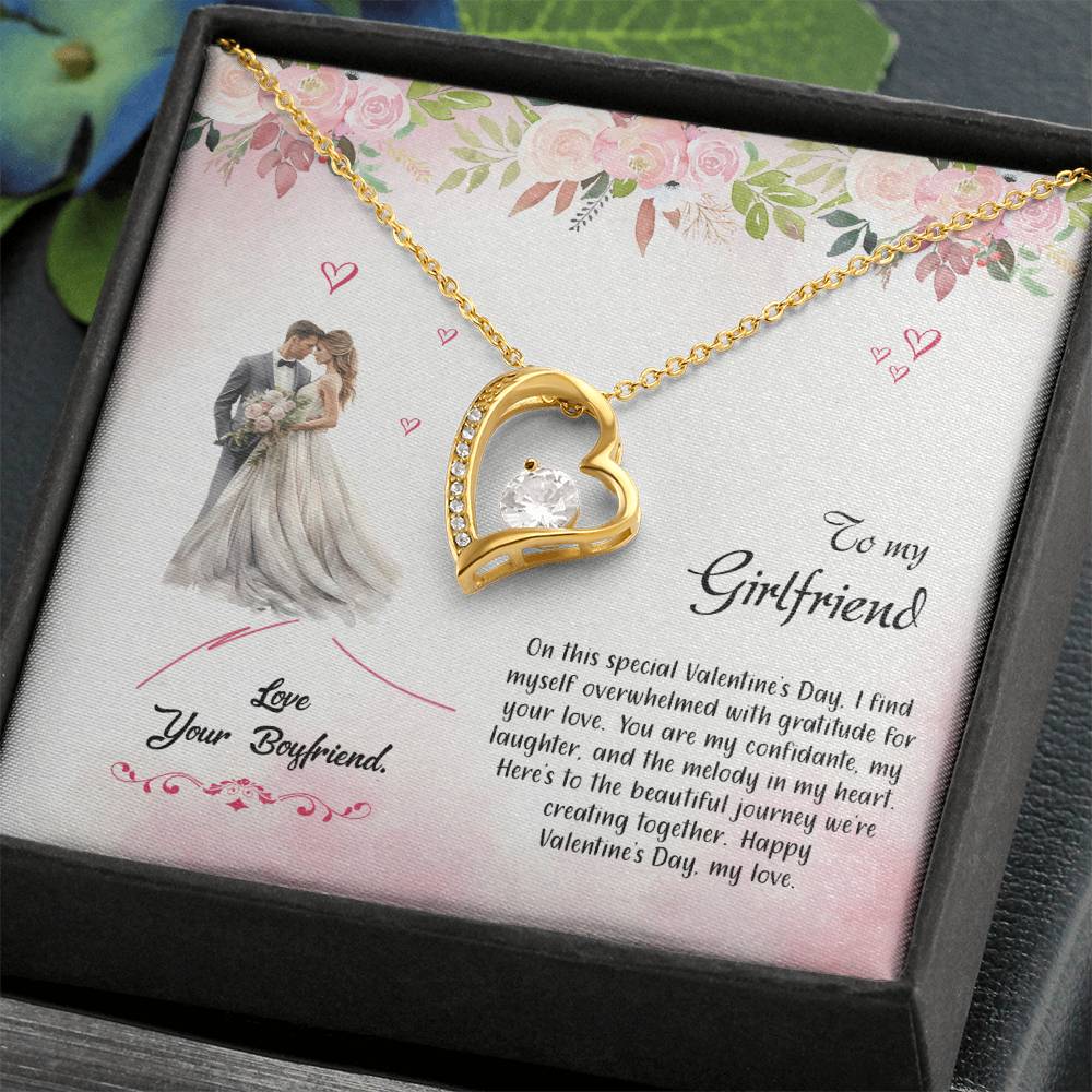 valentine-6c Forever Love Necklace, Gift to my Girlfriend with Beautiful Message Card