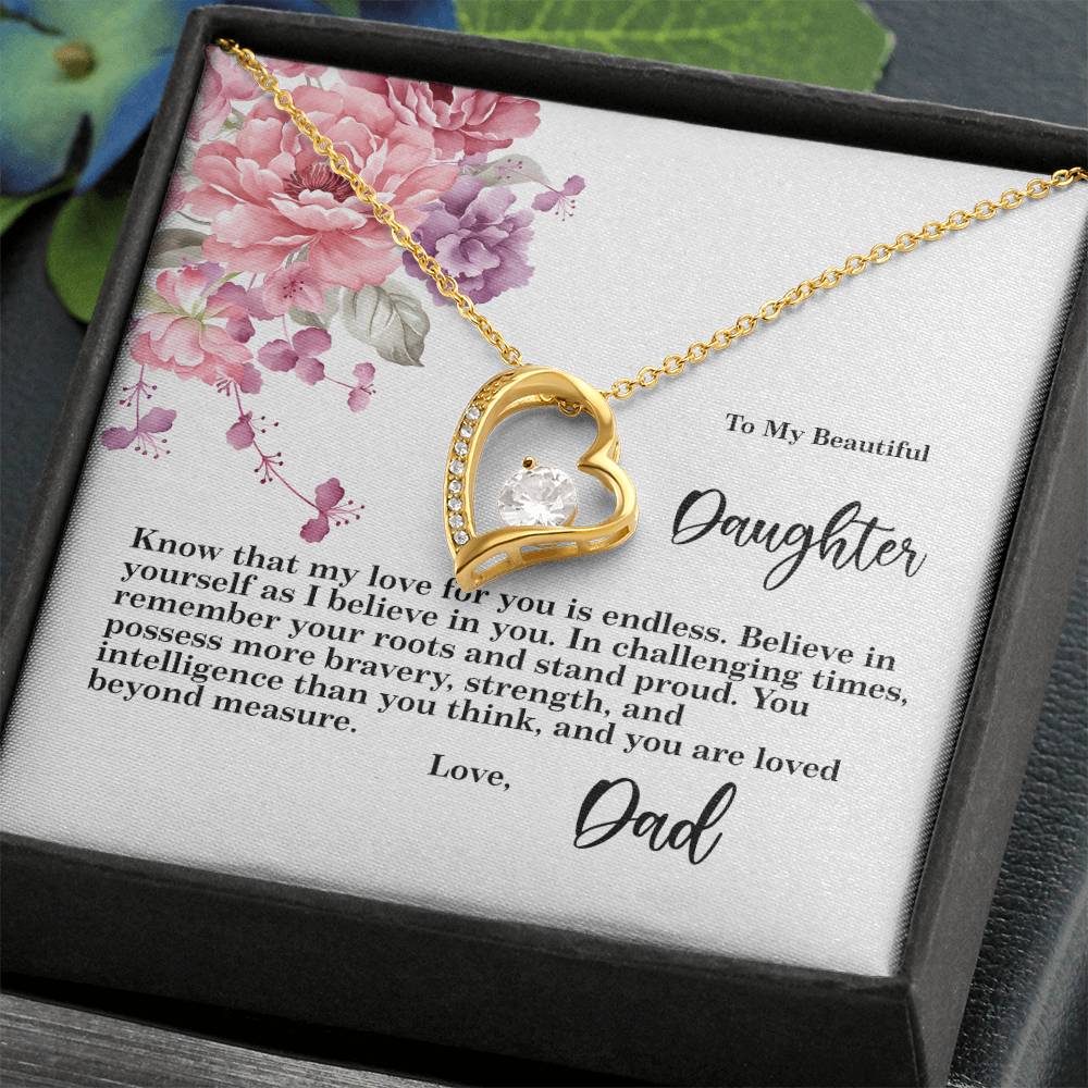 4027b Forever Love Necklace, Gift to my Daughter with Beautiful Message Card