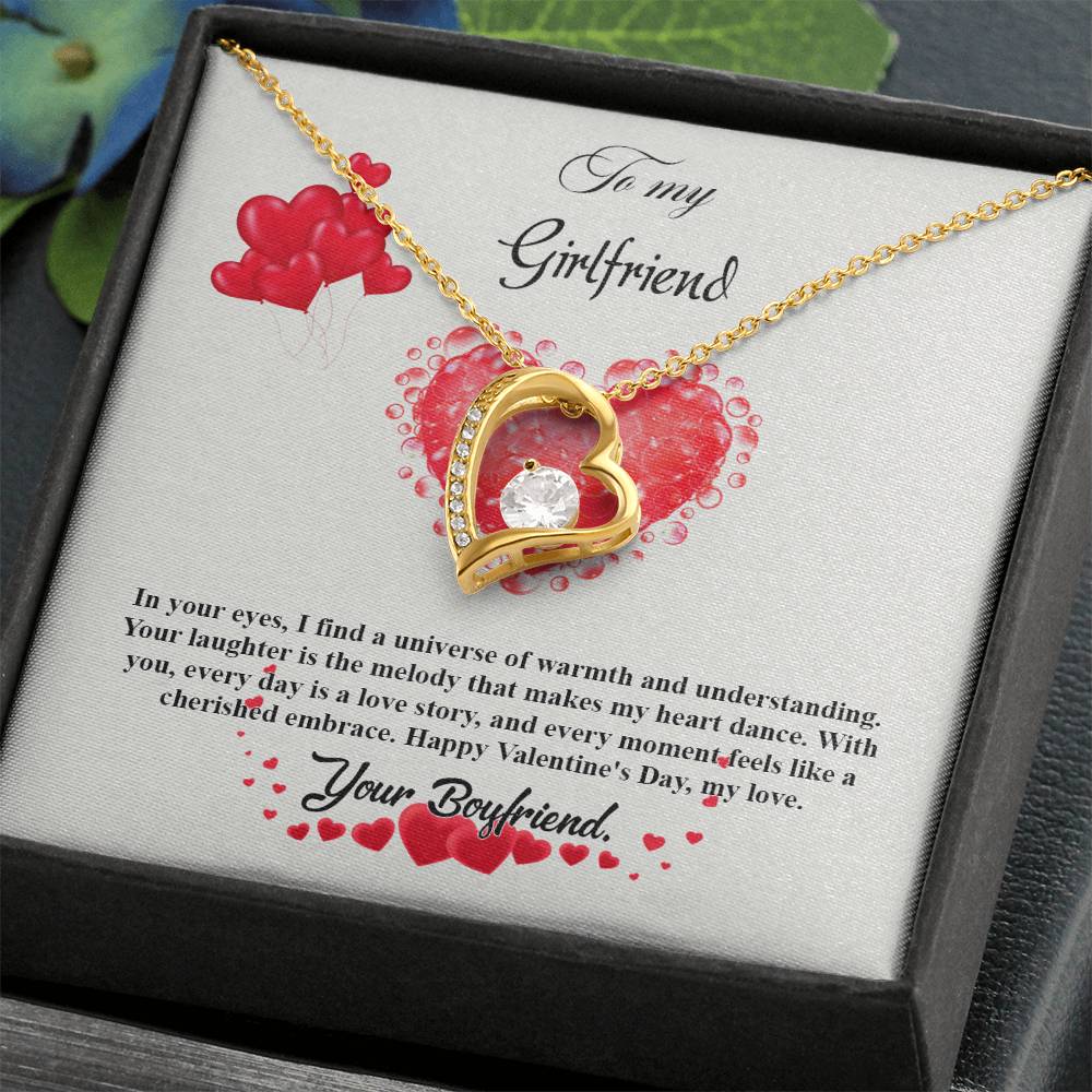 valentine-20c Forever Love Necklace, Gift to my Girlfriend with Beautiful Message Card