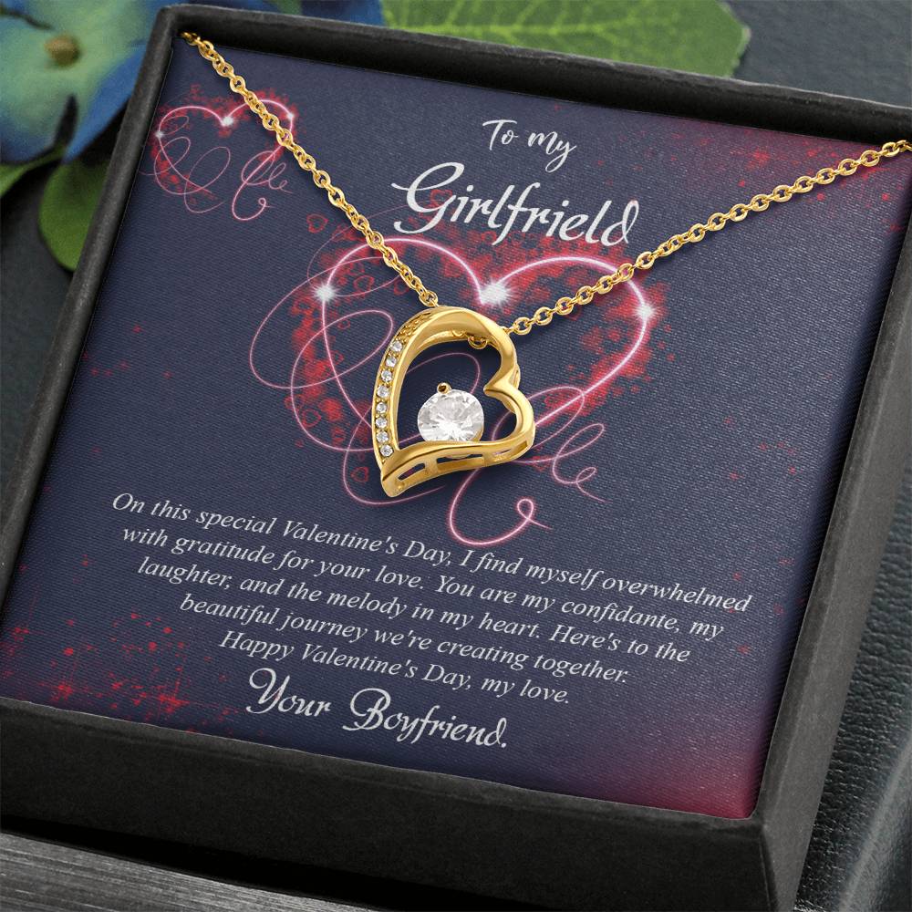 valentine-7c Forever Love Necklace, Gift to my Girlfriend with Beautiful Message Card