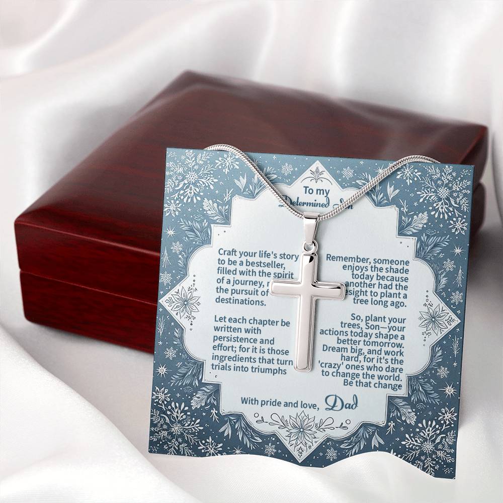 Cross Necklace  Gift for my Son with Message card